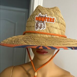 Hooters Straw Hat with Orange and Blue Accents